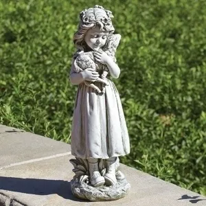 16"H Girl W/lamb Garden Statue