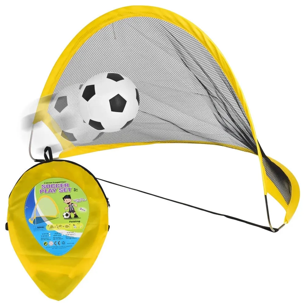 2PC Set Mini Outdoor Folding Kids Children'S Soccer Pop up Football Goals Gifts
