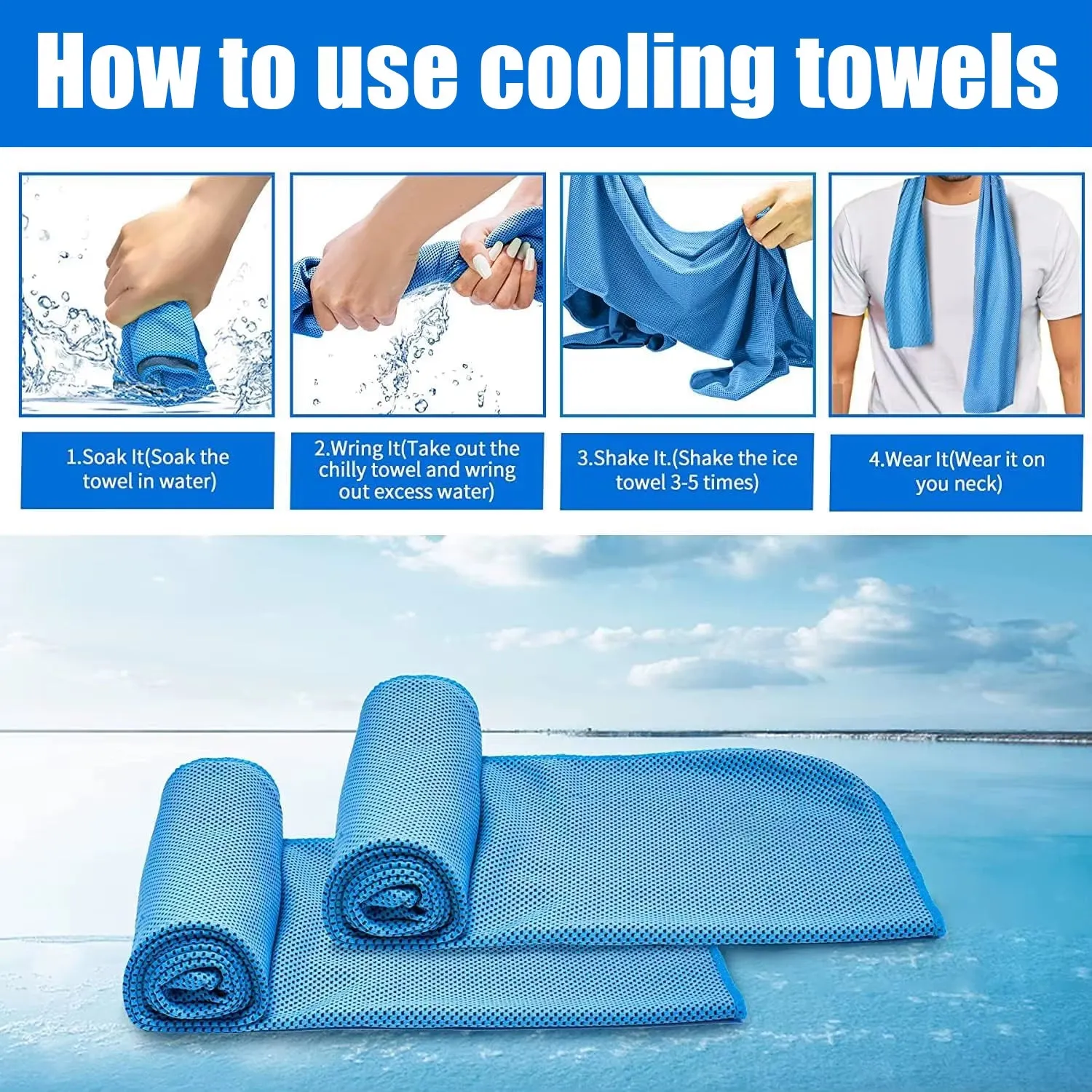 5 Packs Cooling Towels, 40" X 12" Microfiber Cooling Towels for Neck and Face, Sweat Towels for Running, Yoga, Travel, Climb