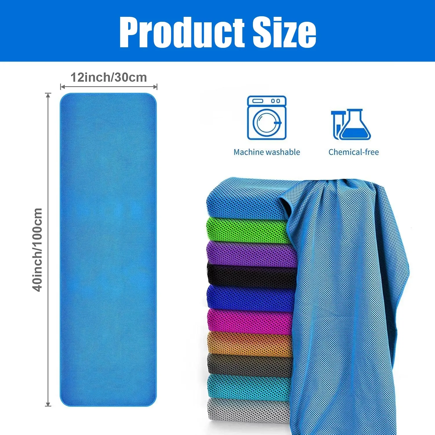 5 Packs Cooling Towels, 40" X 12" Microfiber Cooling Towels for Neck and Face, Sweat Towels for Running, Yoga, Travel, Climb
