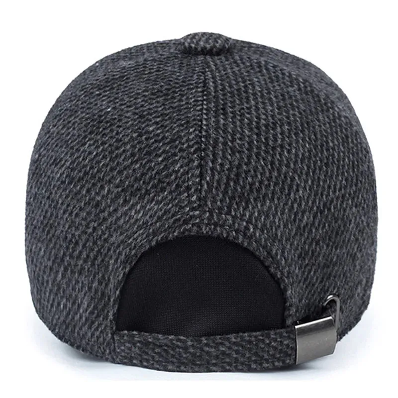 Autumn Winter Baseball Cap with Ear Flaps - Thick Warm Hat for Men and Women
