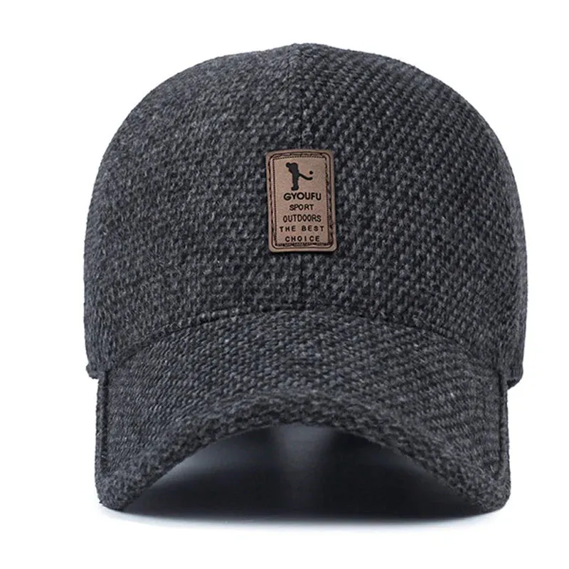 Autumn Winter Baseball Cap with Ear Flaps - Thick Warm Hat for Men and Women