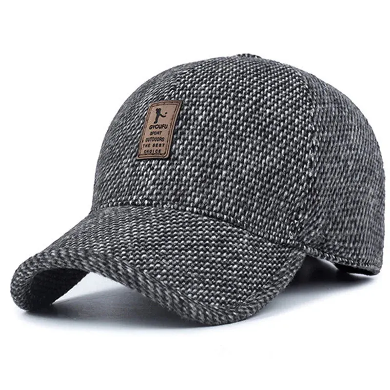 Autumn Winter Baseball Cap with Ear Flaps - Thick Warm Hat for Men and Women