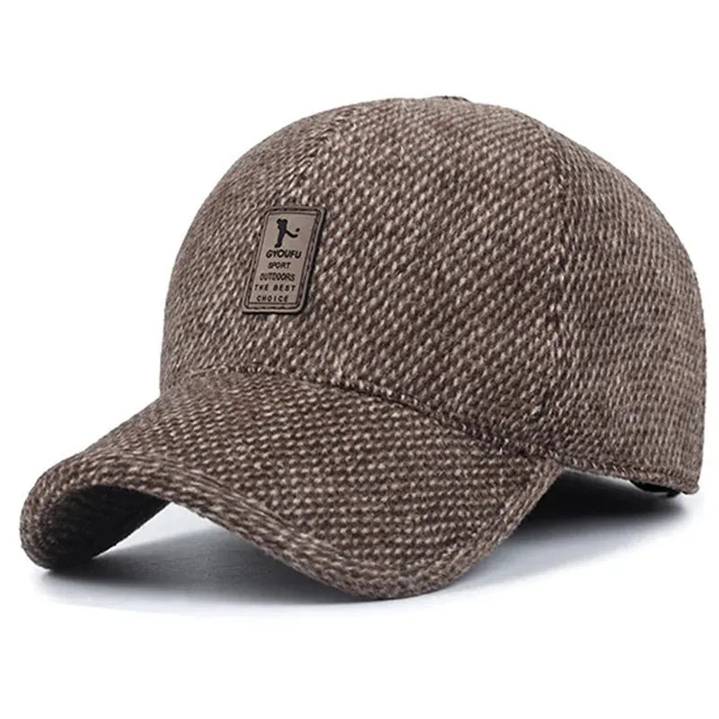 Autumn Winter Baseball Cap with Ear Flaps - Thick Warm Hat for Men and Women