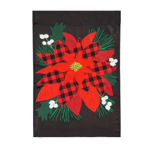 Buffalo Check Poinsettia  Garden Applique Flag,169182