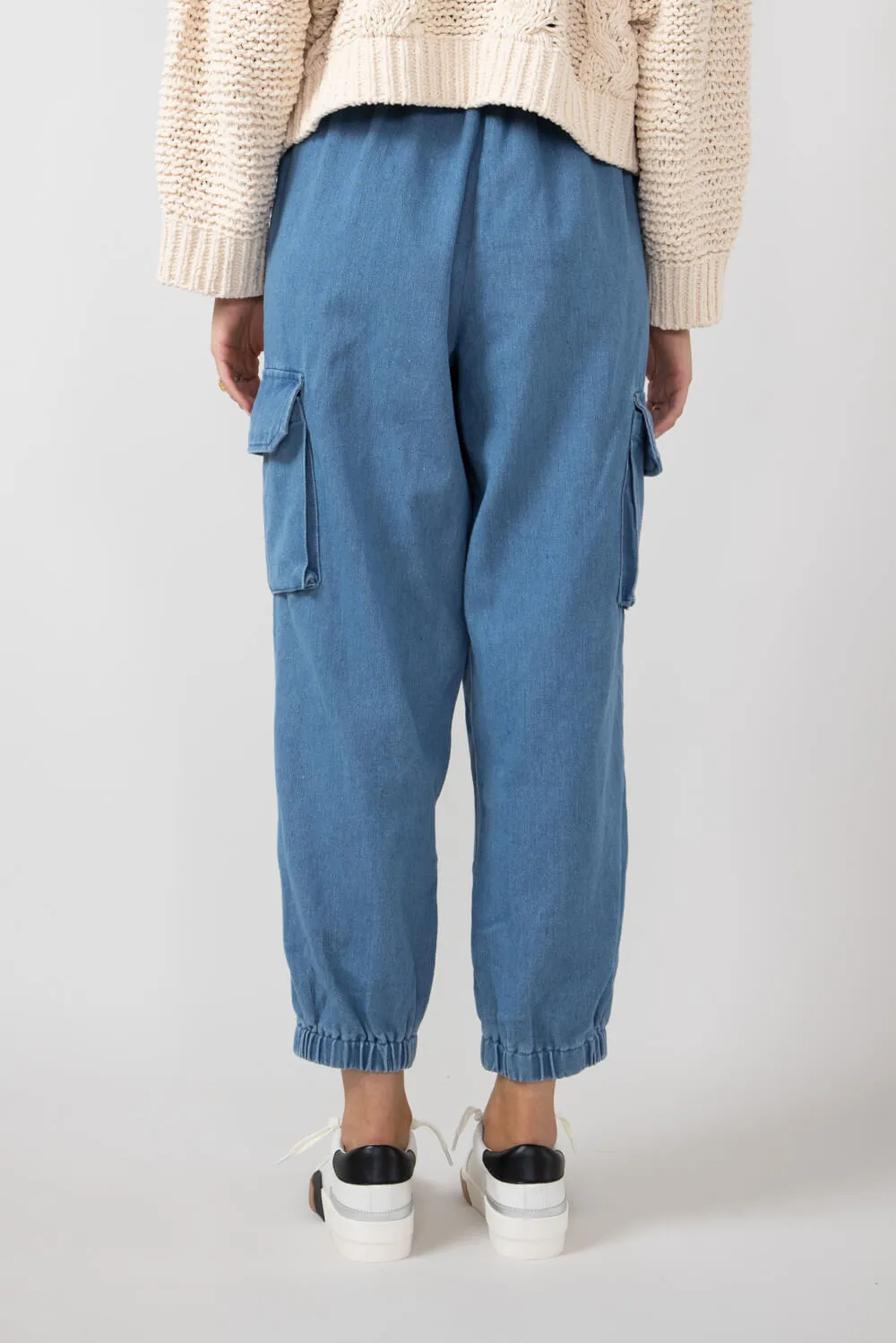 Denim Cargo Joggers for Women in Indigo | VP71969-INDIGO
