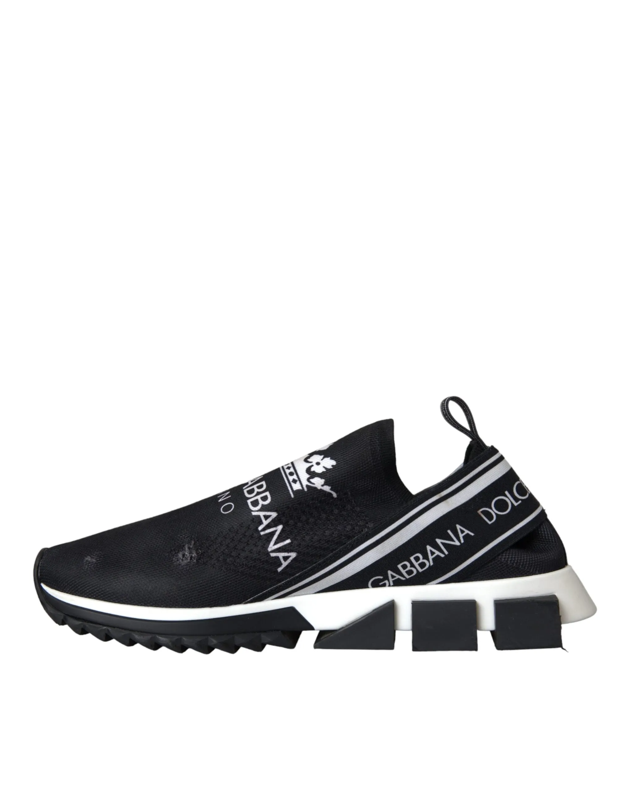 Dolce & Gabbana Black White Sorrento Slip On Sneakers Shoes