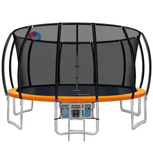 EFit 16FT Trampoline for Kids w/ Ladder Enclosure Safety Net Rebounder Orange- ONLINE ONLY