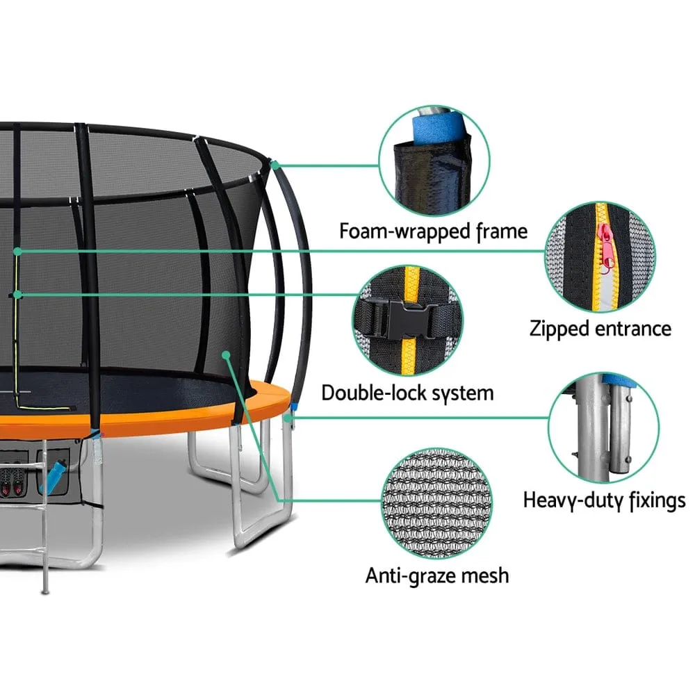 EFit 16FT Trampoline for Kids w/ Ladder Enclosure Safety Net Rebounder Orange- ONLINE ONLY