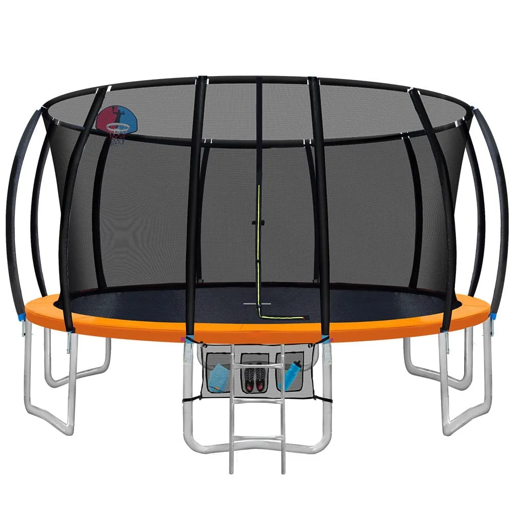 EFit 16FT Trampoline for Kids w/ Ladder Enclosure Safety Net Rebounder Orange- ONLINE ONLY