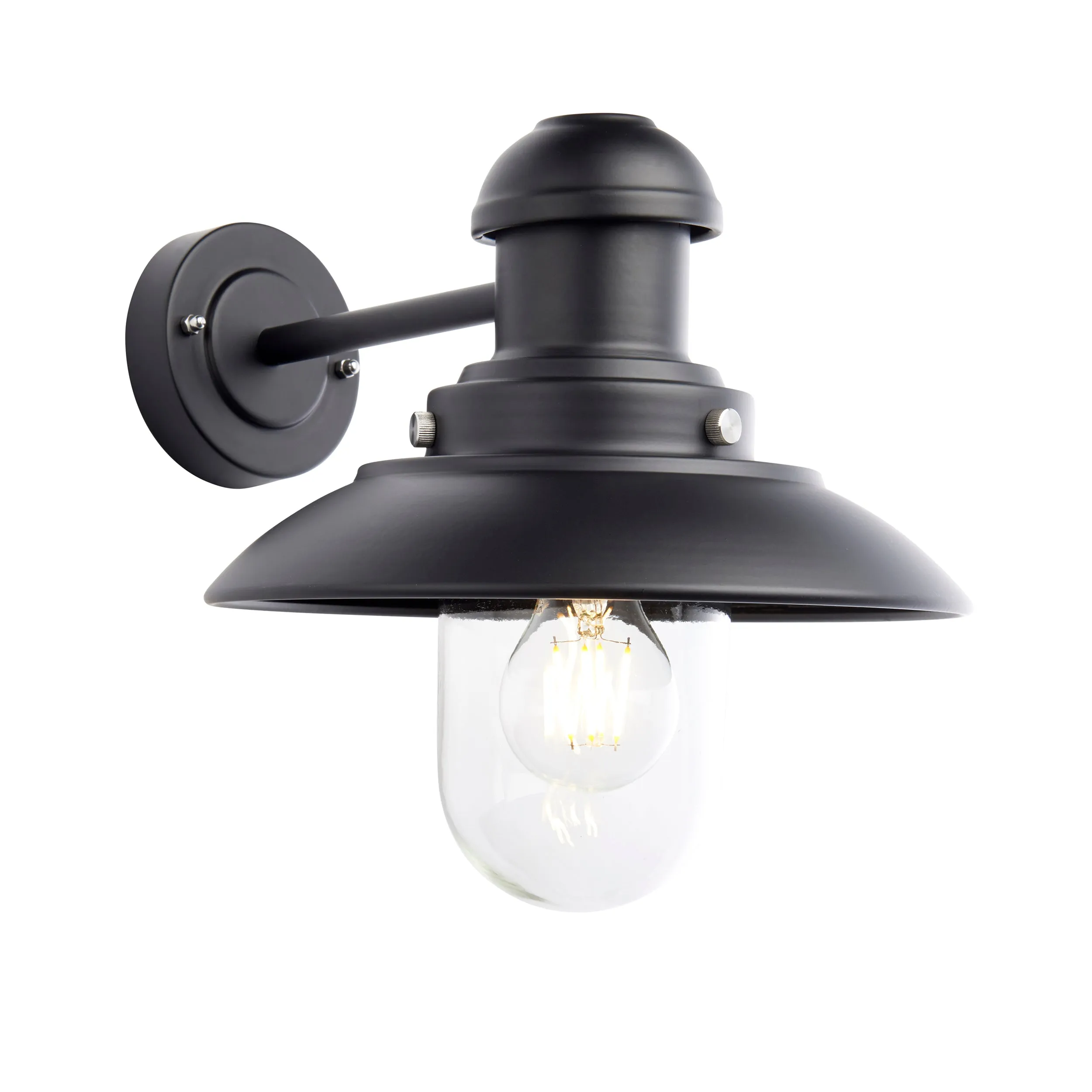 Endon 95982 Hereford 1lt Wall Matt black & clear glass 10W LED E27 (Required)