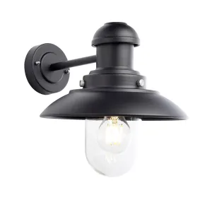 Endon 95982 Hereford 1lt Wall Matt black & clear glass 10W LED E27 (Required)