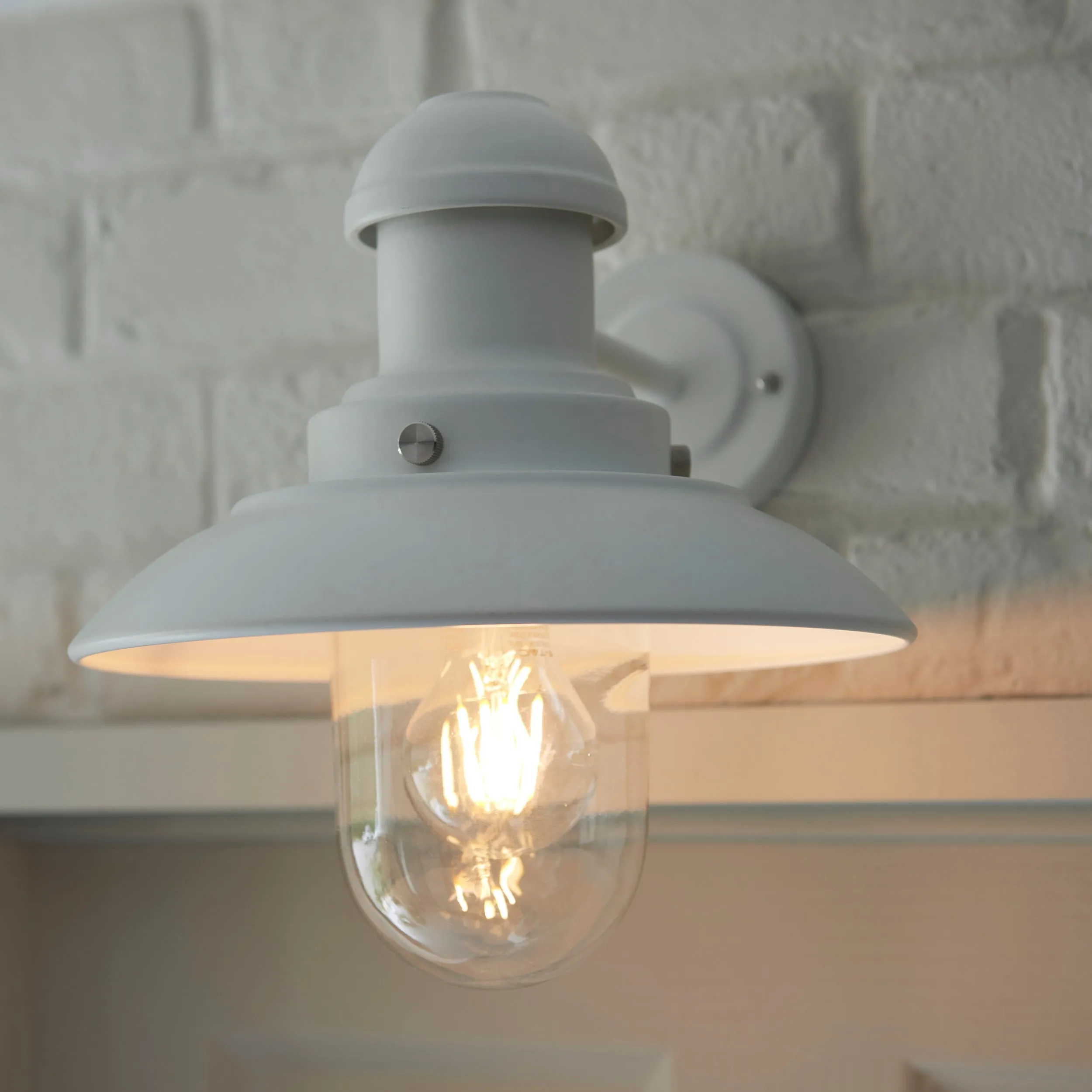 Endon 95983 Hereford 1lt Wall Gloss stone & clear glass 10W LED E27 (Required)