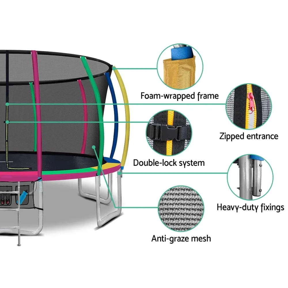 Everfit 16FT Trampoline for Kids w/ Ladder Enclosure Safety Net Rebounder Colors - ONLINE ONLY