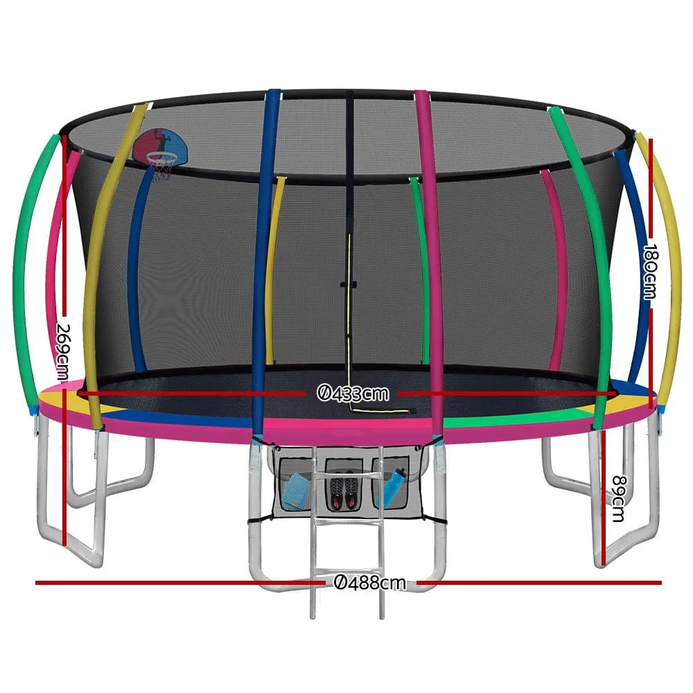 Everfit 16FT Trampoline for Kids w/ Ladder Enclosure Safety Net Rebounder Colors - ONLINE ONLY