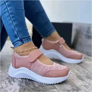 GS Mesh Slip-On | Luchtige platform instap sneakers met klittenband sluiting voor dames