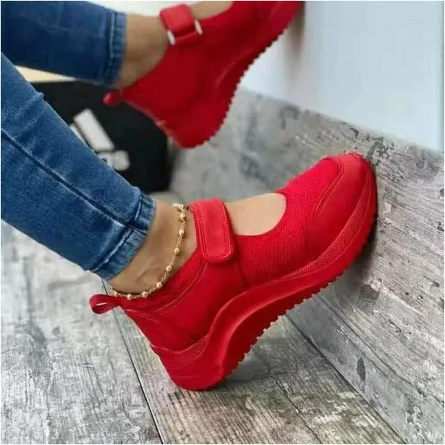 GS Mesh Slip-On | Luchtige platform instap sneakers met klittenband sluiting voor dames