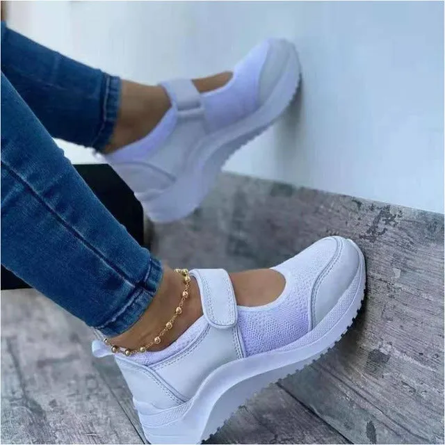 GS Mesh Slip-On | Luchtige platform instap sneakers met klittenband sluiting voor dames