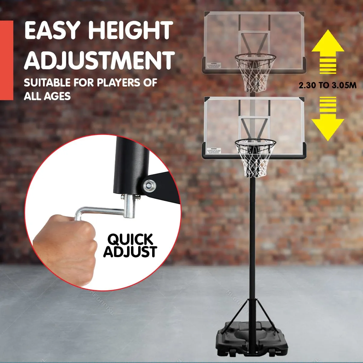 Kahuna Height-Adjustable Basketball Portable Hoop for Kids and Adults - ONLINE ONLY - Free Shipping!
