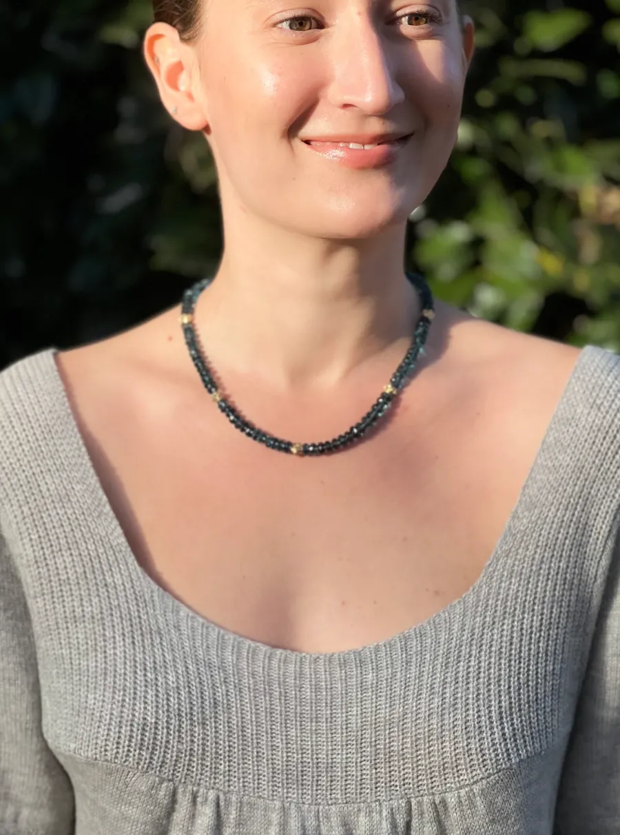 London Blue Topaz Necklace with Gold Accents