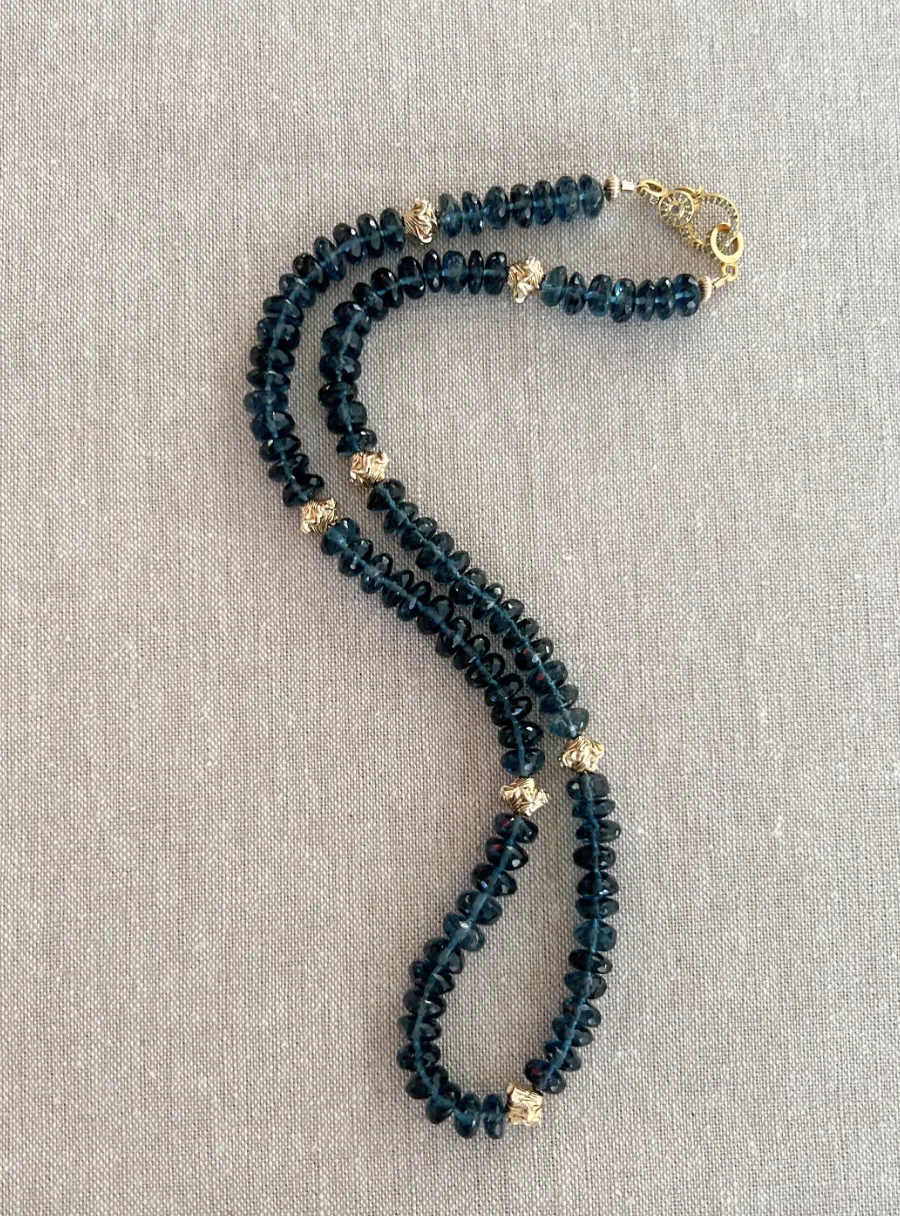 London Blue Topaz Necklace with Gold Accents