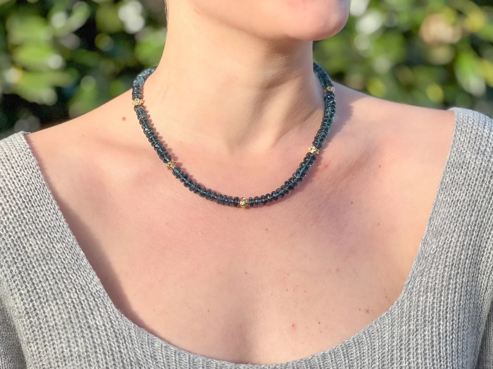 London Blue Topaz Necklace with Gold Accents