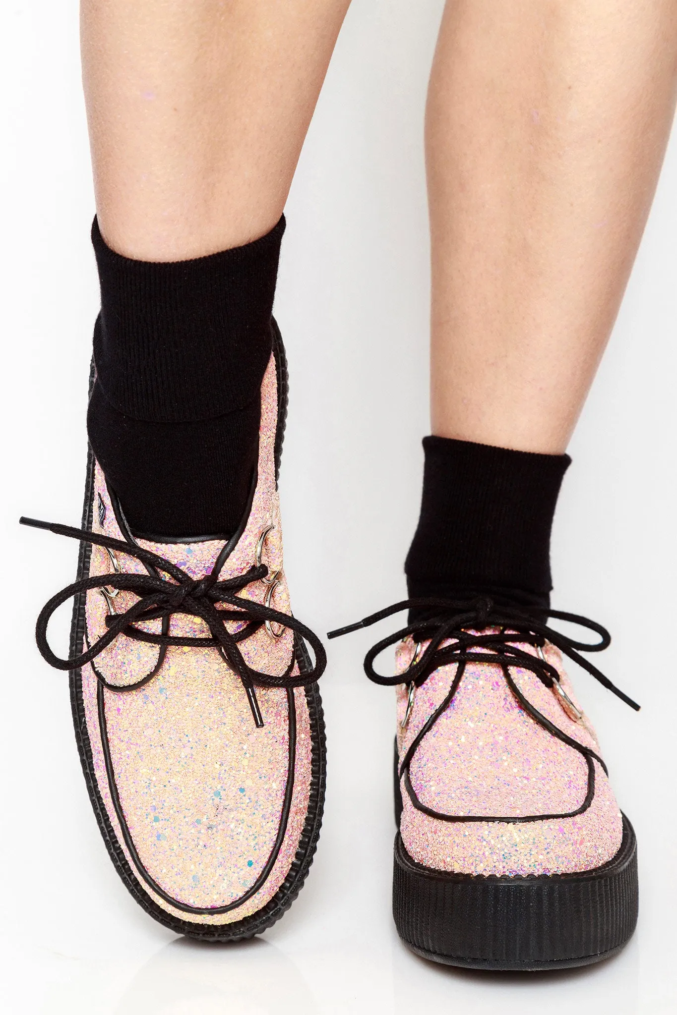 Peachy Pink Glitter Viva Mondo Creepers