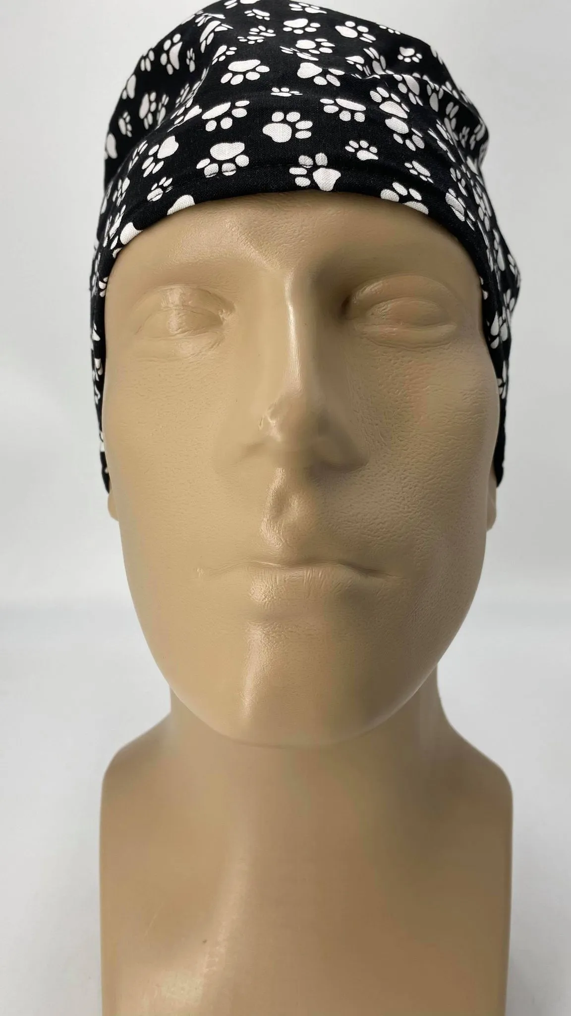Scrub Cap Medical Surgeon Head Cover Surgical Hat Nurse Nursing Operating Room, Black White Paws