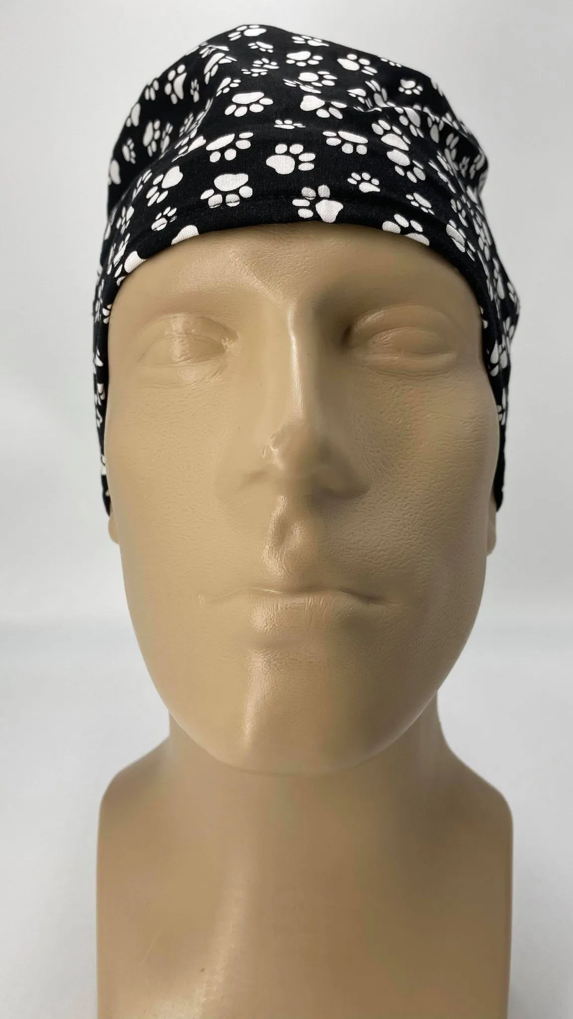 Scrub Cap Medical Surgeon Head Cover Surgical Hat Nurse Nursing Operating Room, Black White Paws