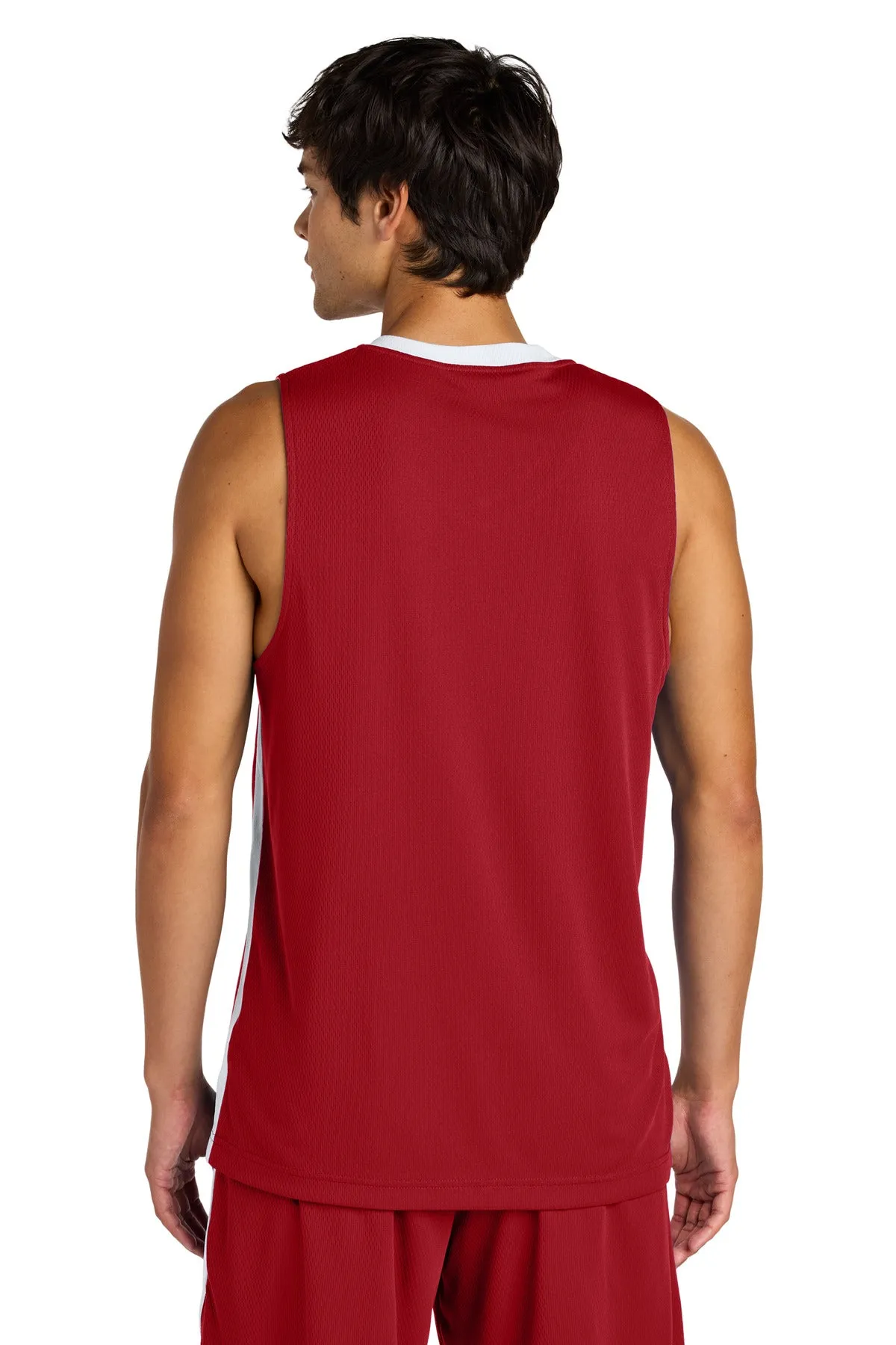 Sport-Tek Rival Basketball Rev Jersey ST900 Deep Red/ White