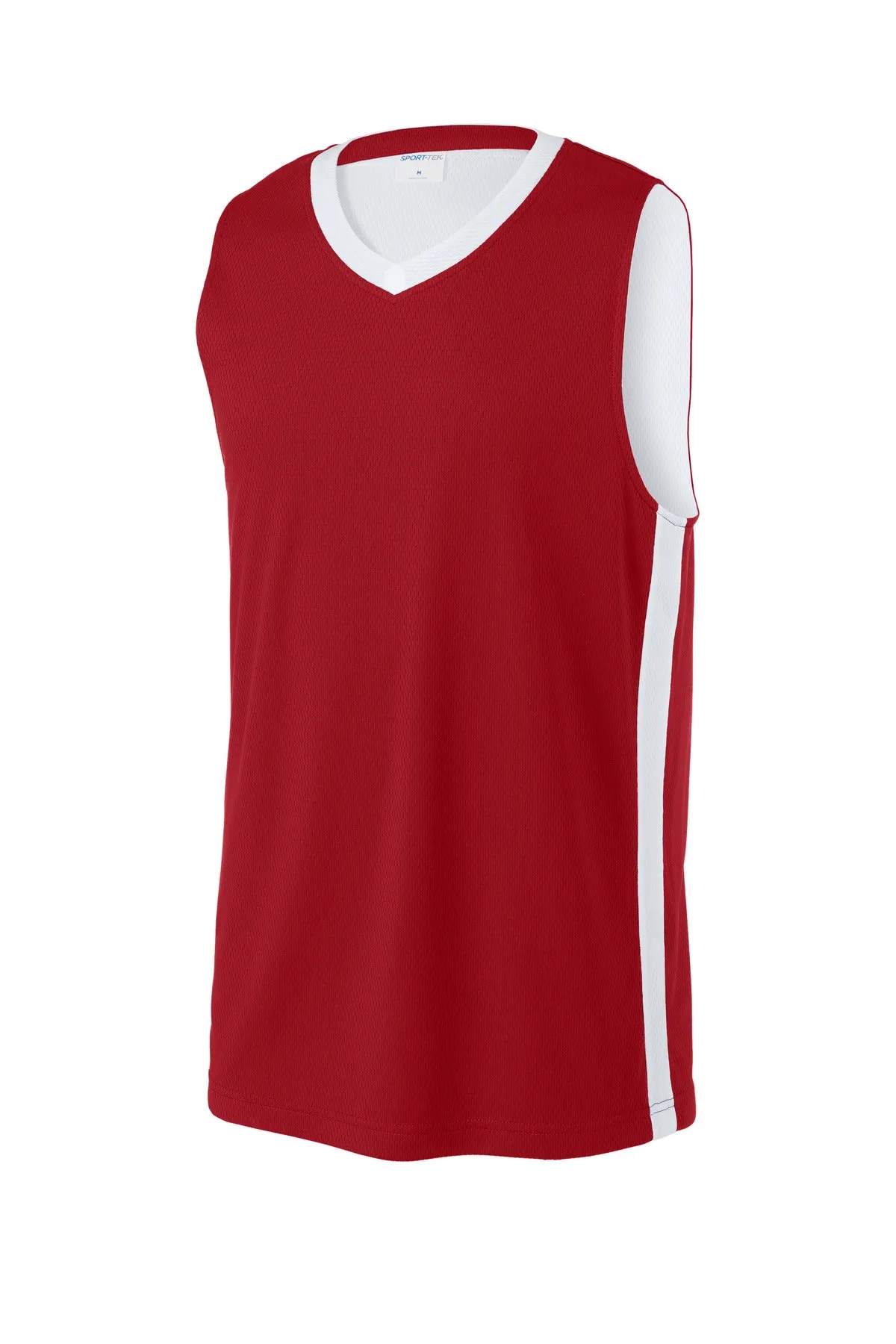 Sport-Tek Rival Basketball Rev Jersey ST900 Deep Red/ White