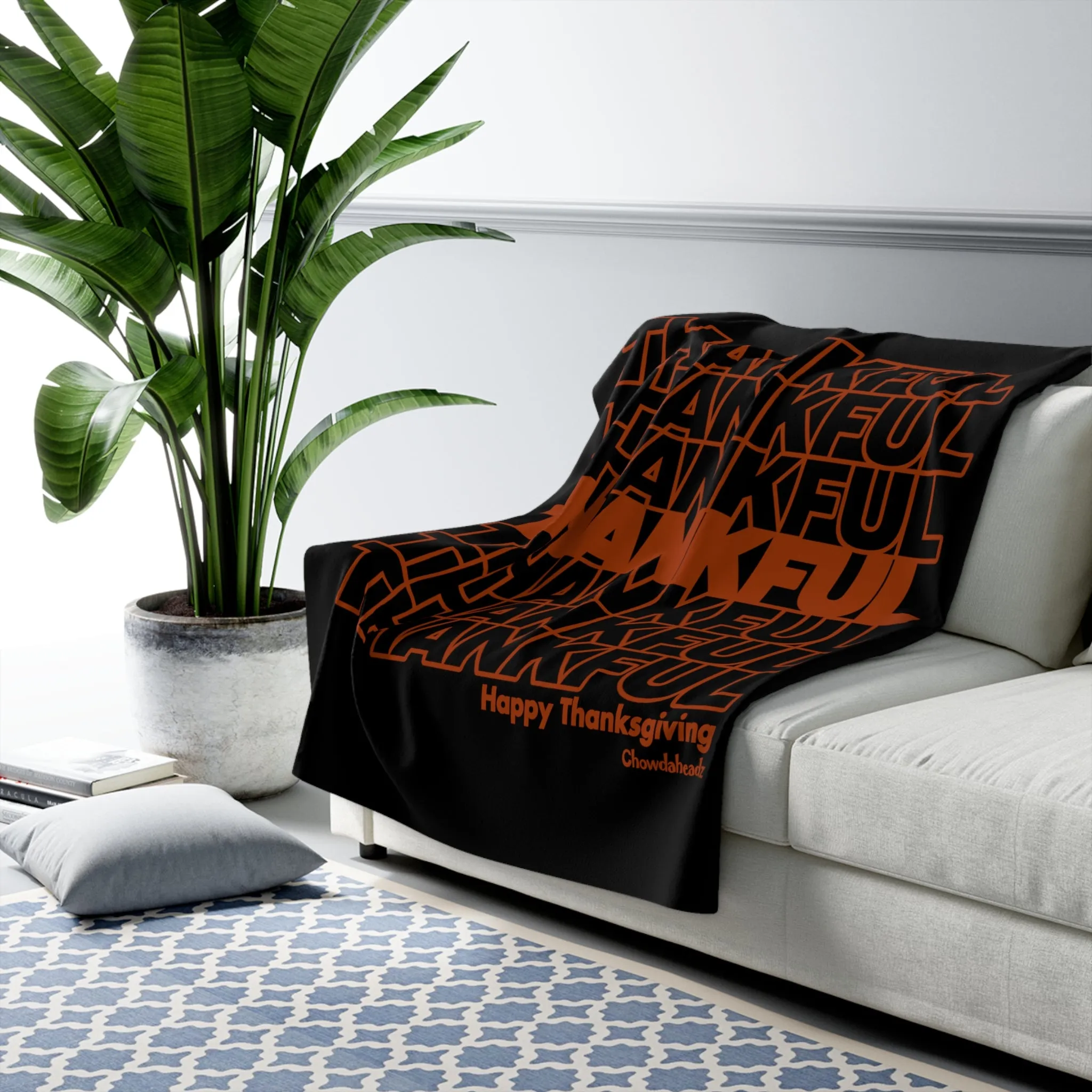 Thankful Repeat Thanksgiving Sherpa Fleece Blanket