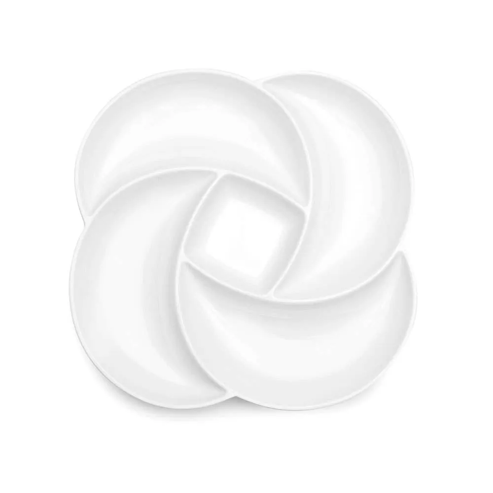 White 18" Clover Serving Platter