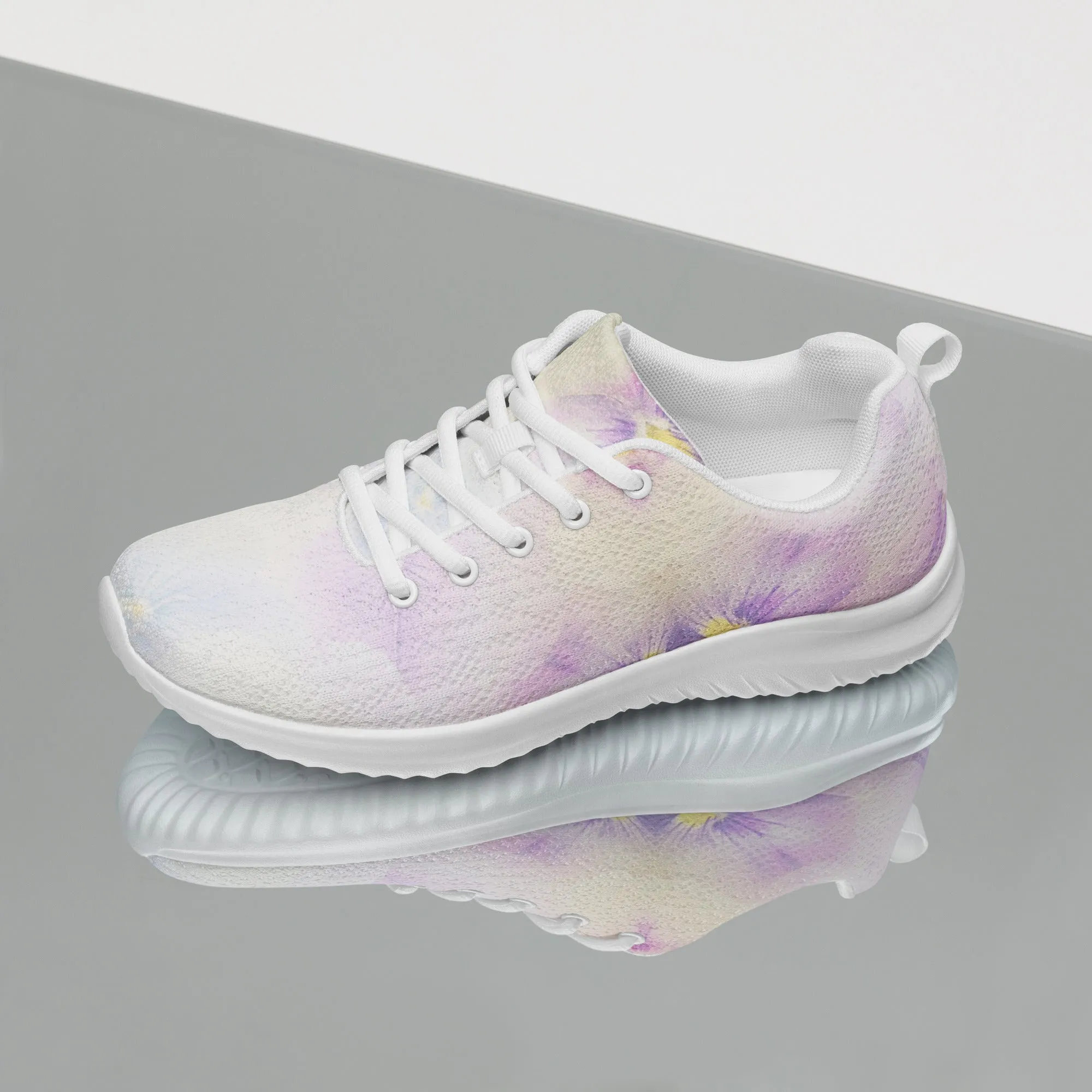 Women’s athletic shoes | Violet Flowers Background | print your demand